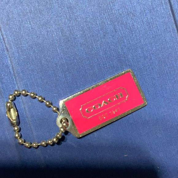 COACH Enamel & Nickel Key Fob Bag Charm Keychain Hang Tag 1.25” Long Hot Pink - Picture 1 of 4